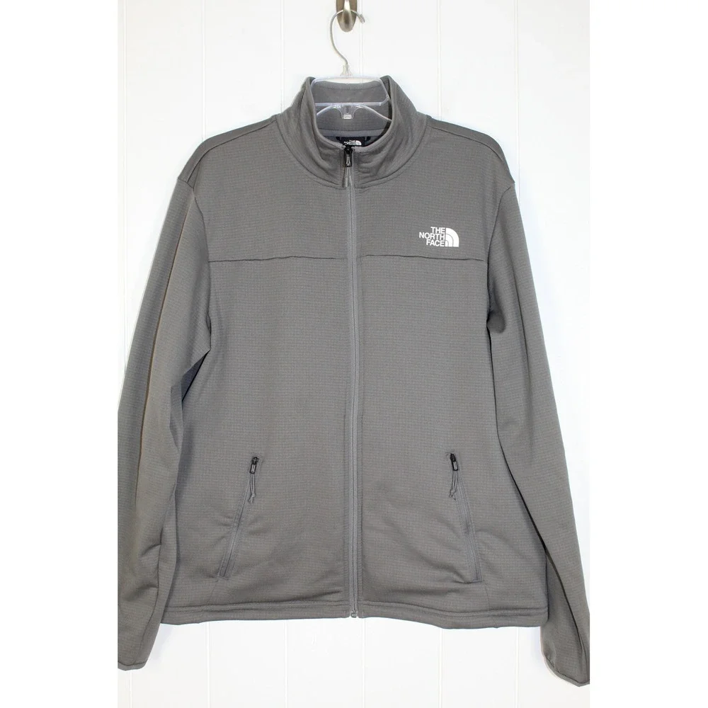 The North Face Cedar Trail‎ Grid Fleece Gray Full Zip Men's Jacket Size Large